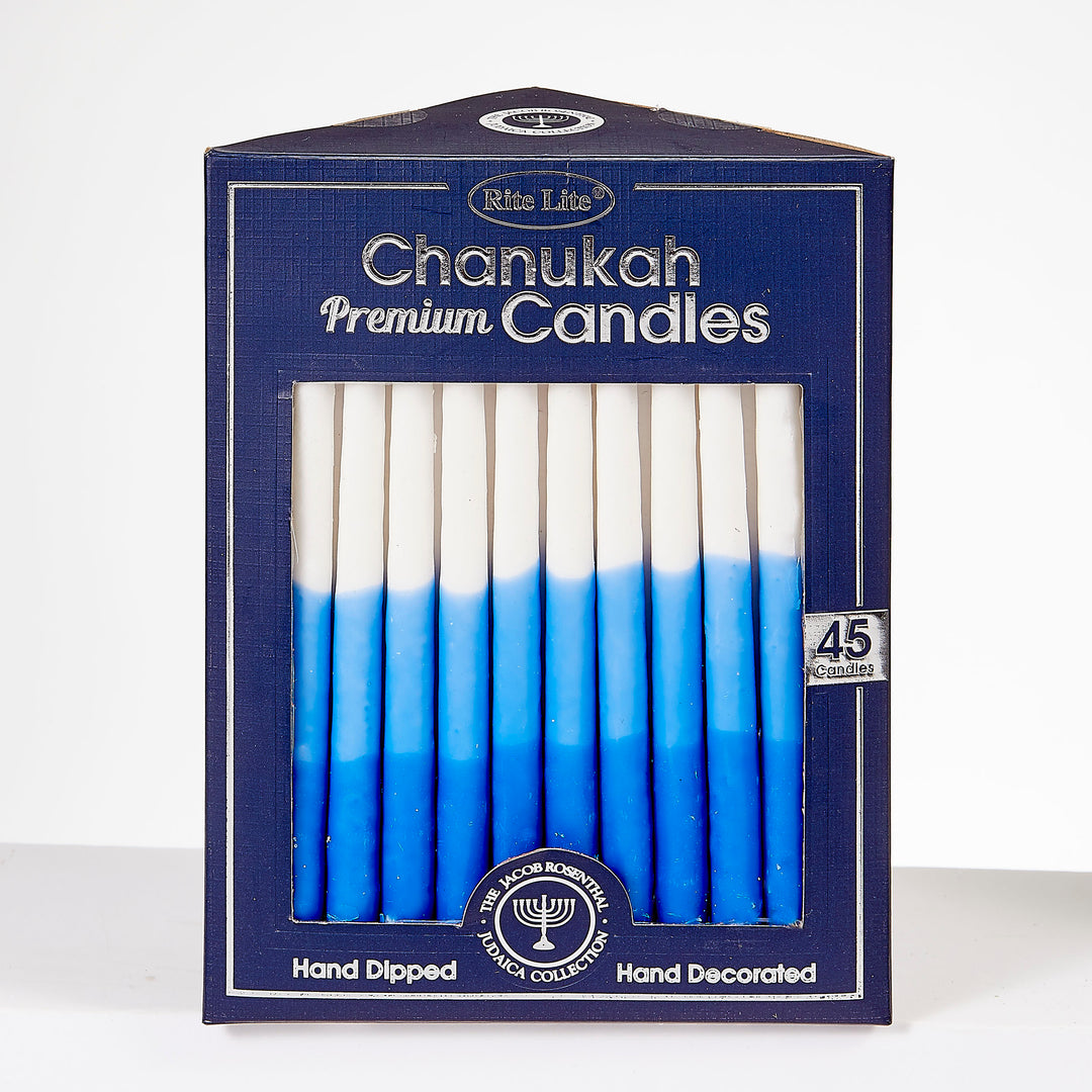 Premium Chanukah Candles – Blue/Light-Blue/White (45-count)