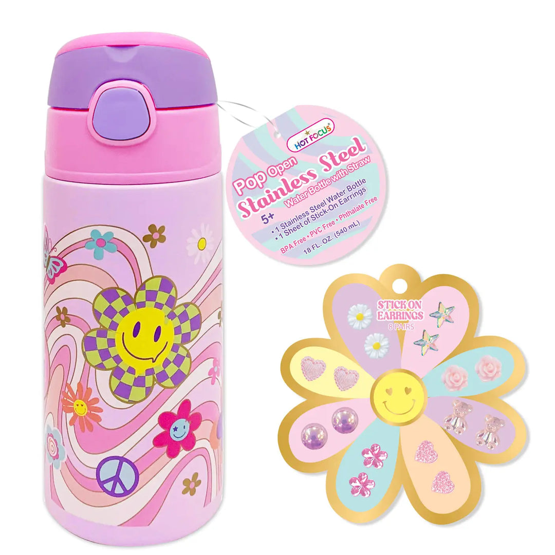 Pop Open Stainless Steel Water Bottle – Groovy Flower