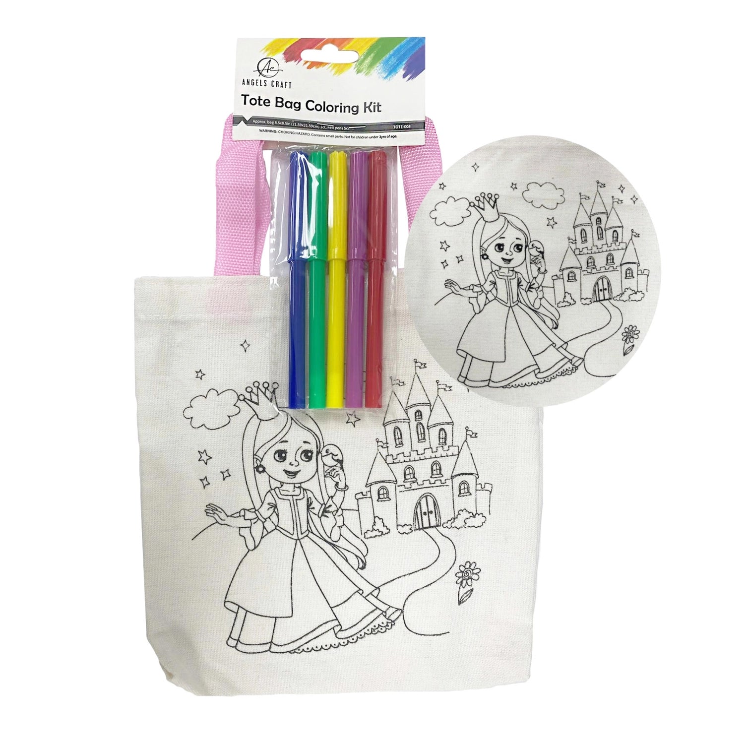 Angel Craft Tote Bag Coloring Kit (Shark/Princess)