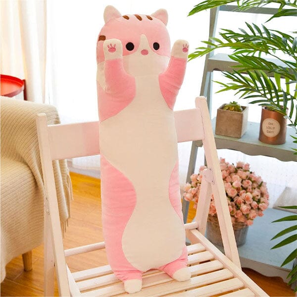 Pink Tabby Cat Long Animal Plush Toy – 3ft Plush!