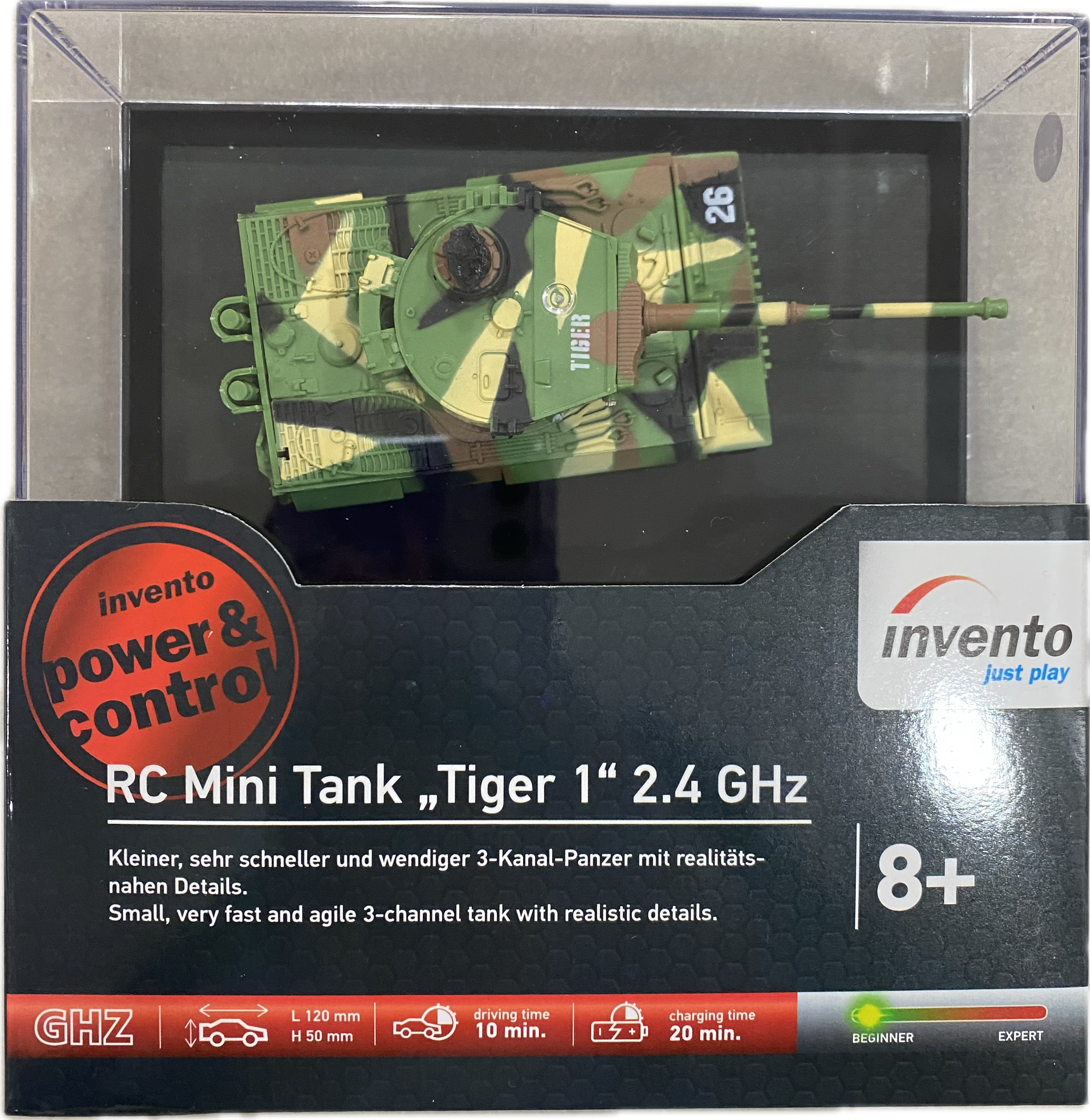 Invento RC Mini Tank Tiger 1" 2.4 GHz (Assorted Colors) 500072