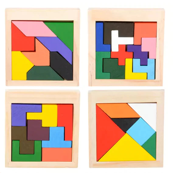 4" Wooden Tangram Puzzles - ONE PER ORDER-assorted