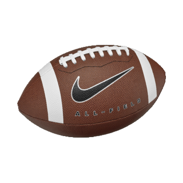 A Nike All Field 4.0 football with brown, white, and black colors featuring the Nike logo.