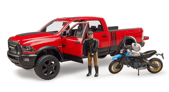Bruder RAM 2500 Power Wagon with Ducati Desert Sled &amp; Driver (02502)