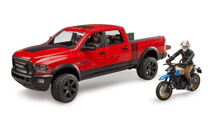 Bruder RAM 2500 Power Wagon with Ducati Desert Sled &amp; Driver (02502)