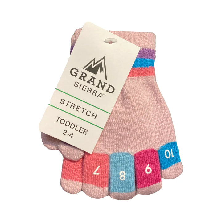 Grand Sierra Toddler Boys and Girls Stretch Number Gloves (Assorted Colors) Size 2-4 Years