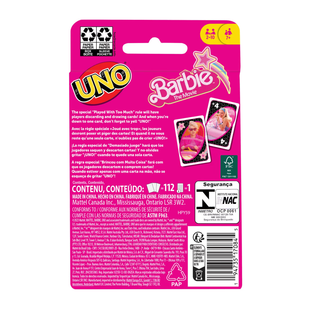 UNO Barbie The Movie Card Game