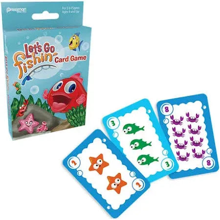 Card game packaging with cards featuring sea creatures on a white background