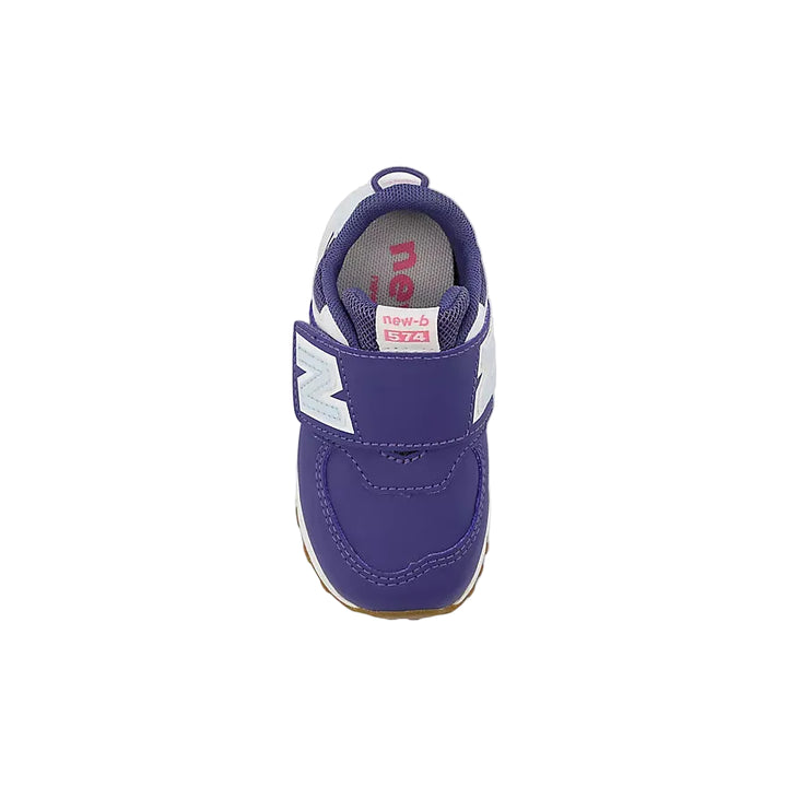 Purple children's sneaker with New Balance logo on a white background
