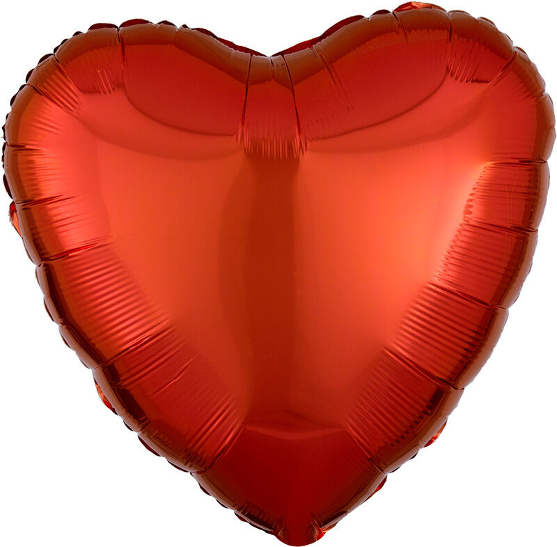Orange heart-shaped balloon on a white background
