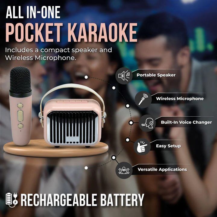 Pocket Karaoke – Microphone & Speaker Combo (Pink)