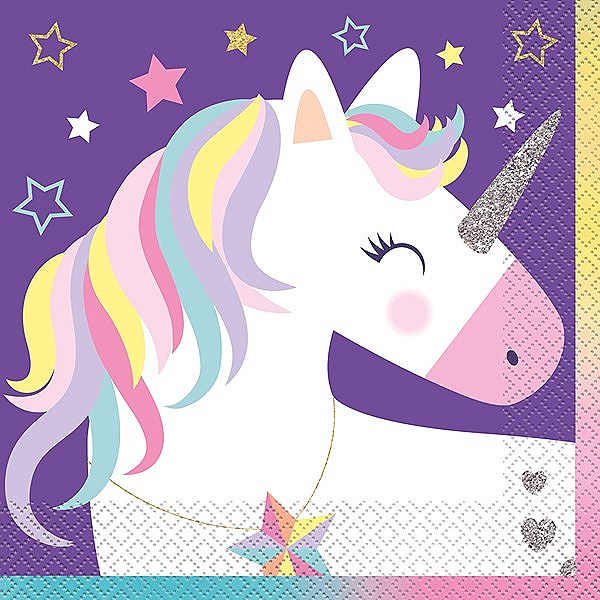 Unicorn Galaxy Birthday Large Luncheon Napkins - 16 ct