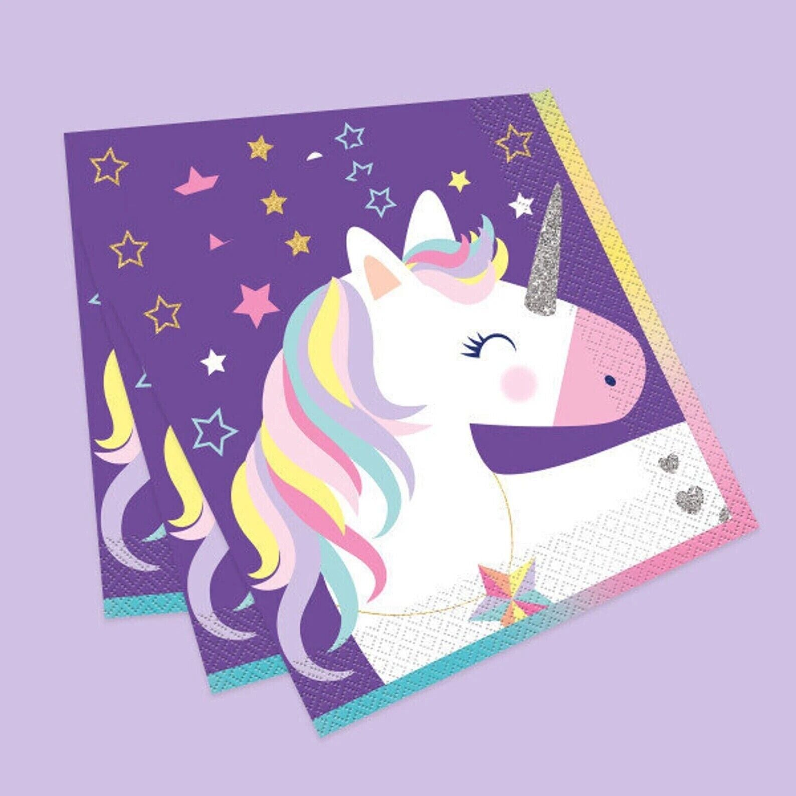 Unicorn Galaxy Birthday Large Luncheon Napkins - 16 ct