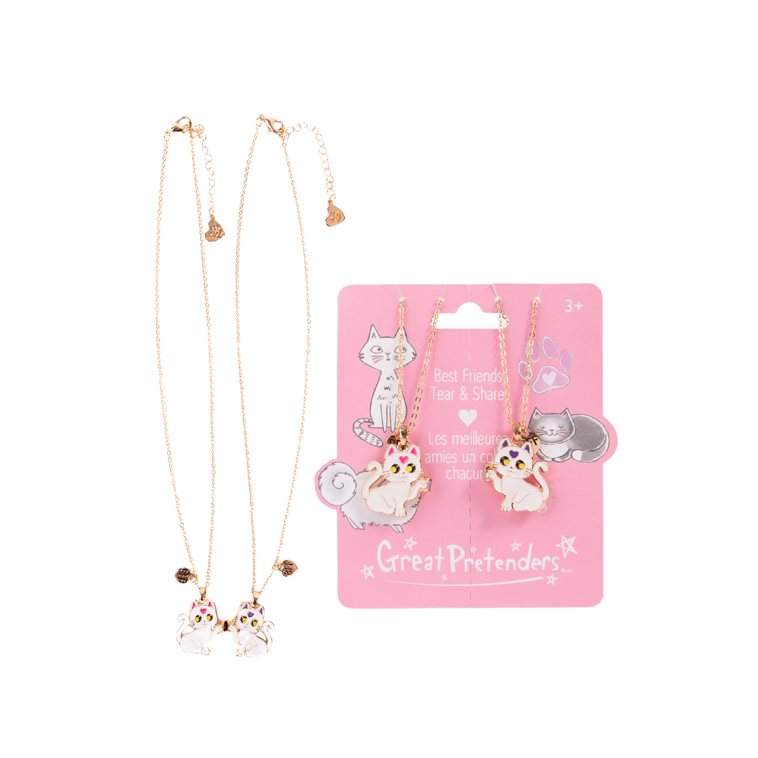 Great Pretenders Smitten Kitten Tear &amp; Share friendship necklaces, two pieces