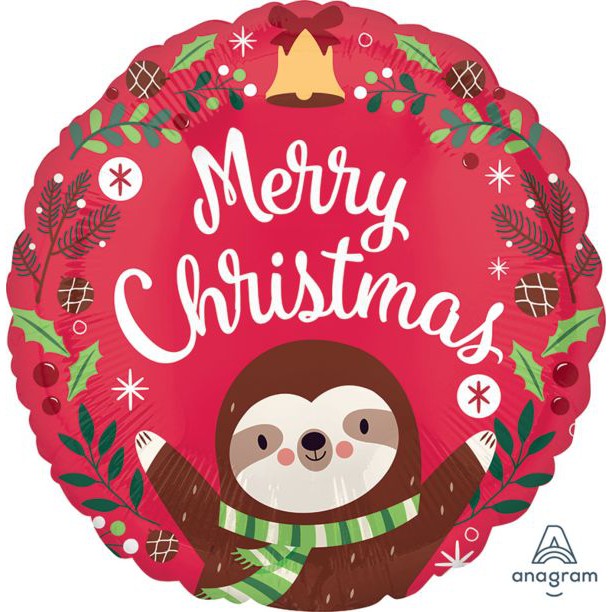 17" Sloth Christmas Mylar Balloon