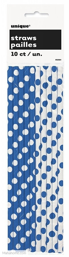 Unique Navy Polka Dot Paper Straws, 10ct