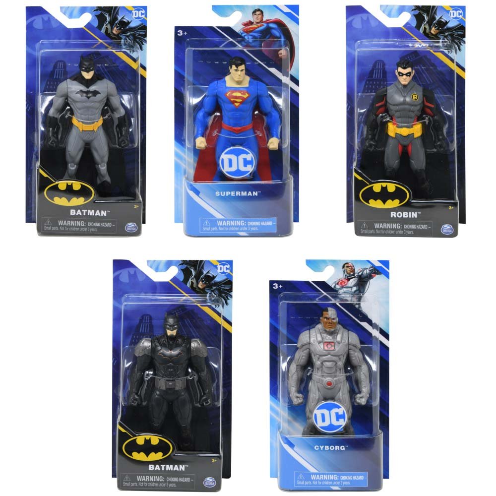DC Comics 6" Action Figures - Batman, Superman, Cyborg & Robin - 1 per order