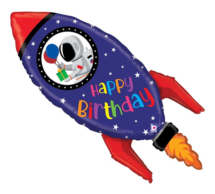 40" Happy Birthday Space Rocket Balloon