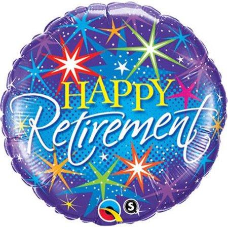 18" Retirement Colourful Bursts Foil Balloon