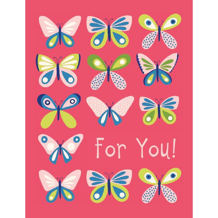 A colorful gift enclosure card with various butterflies and the phrase 'For You!' in the center.