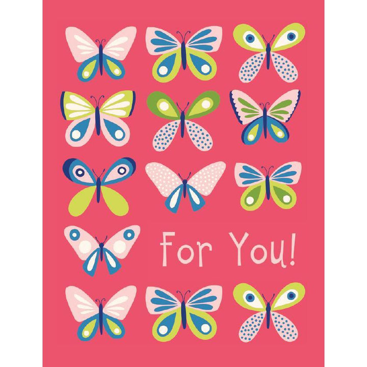 A colorful gift enclosure card with various butterflies and the phrase &