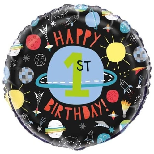 Happy 1st Birthday Foil Balloon Space