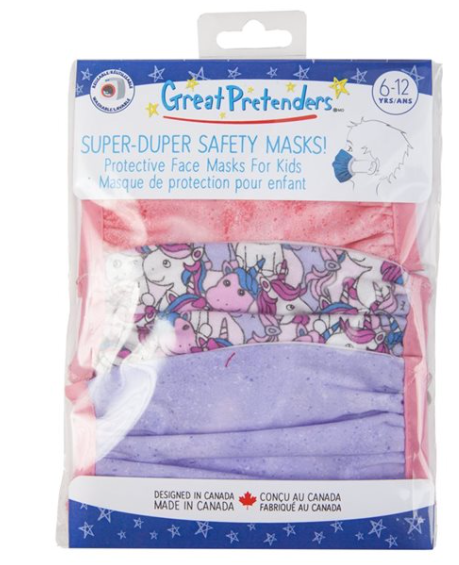 Great Pretenders SET OF 3 KIDS NON MEDICAL FACE MASK UNICORN/PINK/LILAC