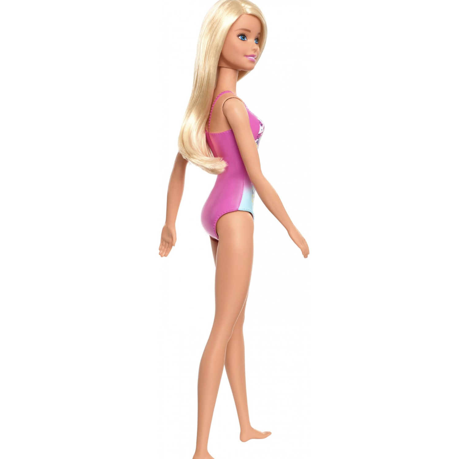 Barbie Beach Doll - Pink and Blue Floral One-Piece Swimsuit, Blonde