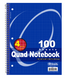 BAZIC Quad Ruled Spiral Notebook 100 Sheets, 4 Cover Colors 1 Random Per Order