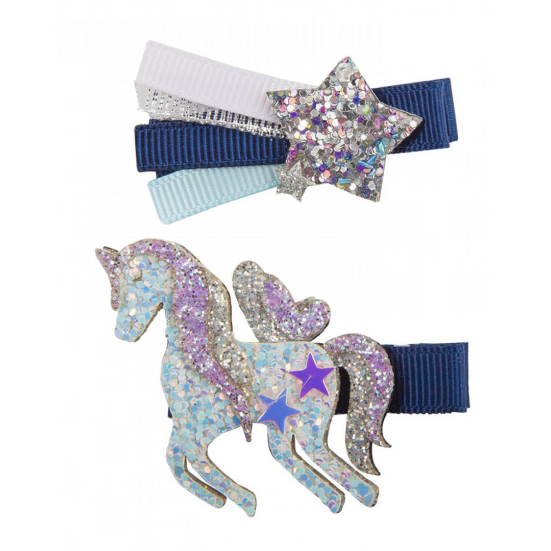 Great Pretenders Boutique Navy Unicorn or Star Hairclips (One per order)