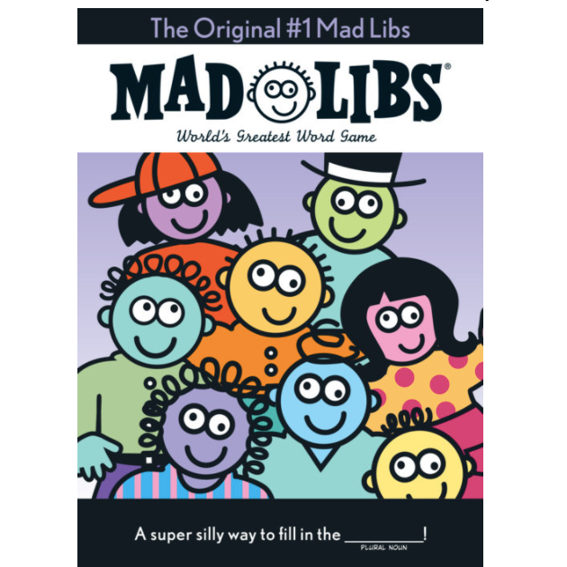 Cover of 'The Original #1 Mad Libs' featuring colorful cartoon characters with various expressions and a title banner.