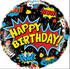 18″ Birthday Super Hero Black Background – Foil Balloon