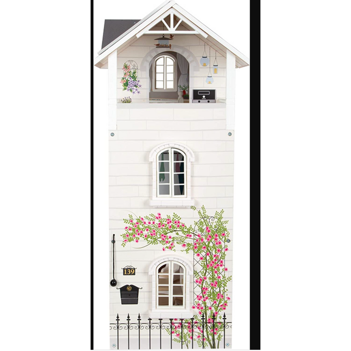 Small Wooden Urban Villa Doll House Playset Collection - Gray