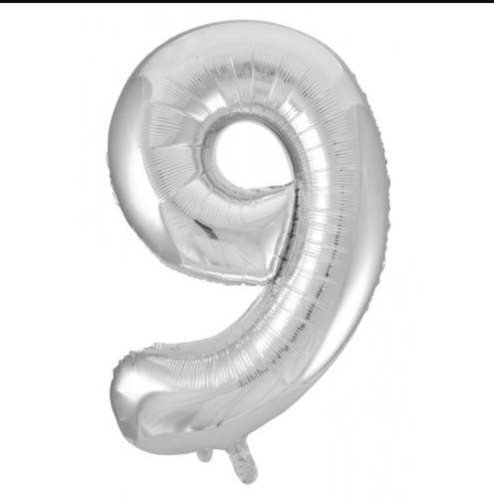 20" Number 9 Balloon Silver