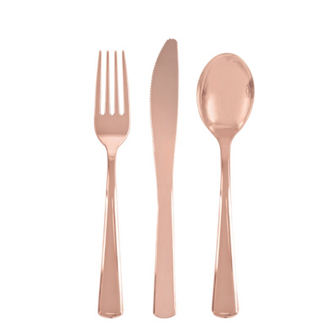 Plastic Cutlery 18 Ct - Rose Gold