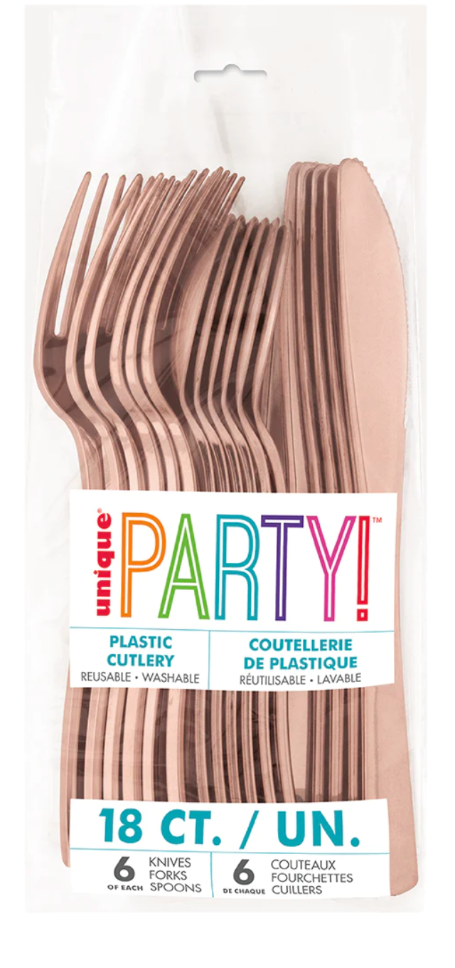 Plastic Cutlery 18 Ct - Rose Gold