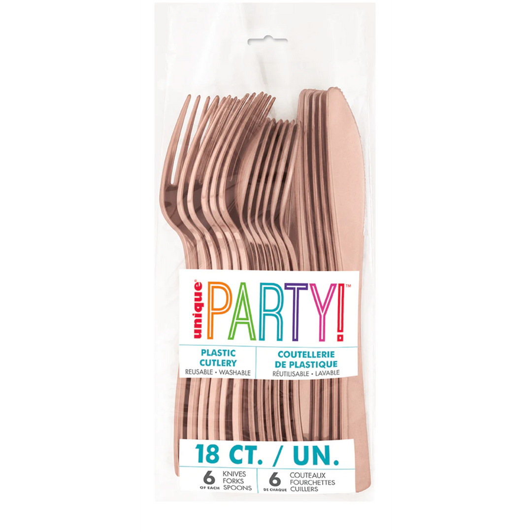 Plastic Cutlery 18 Ct - Rose Gold
