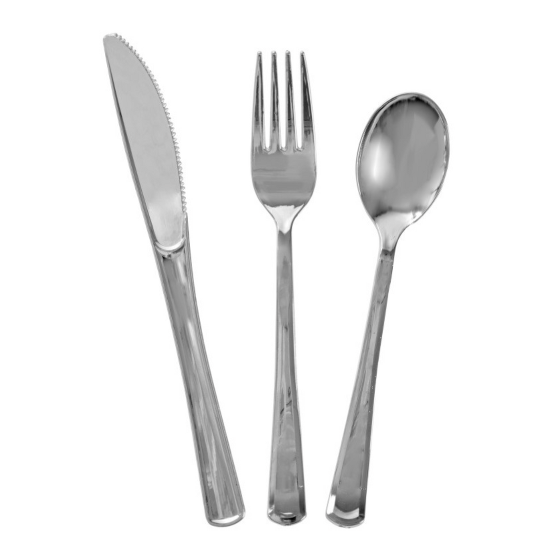 Plastic Cutlery 18 Ct - Silver