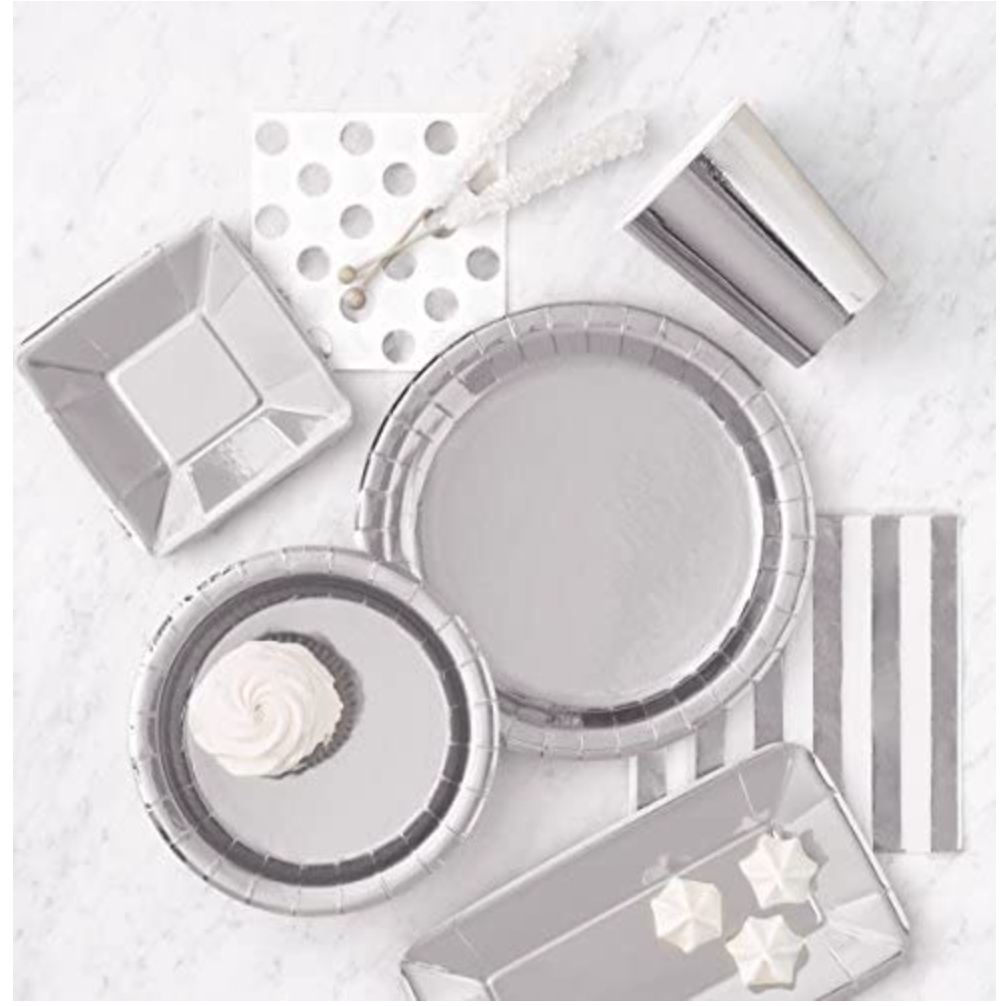 Foil Silver Striped Luncheon Napkins, 16ct