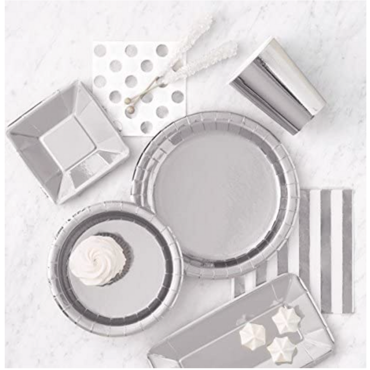 Foil Silver Striped Luncheon Napkins, 16ct