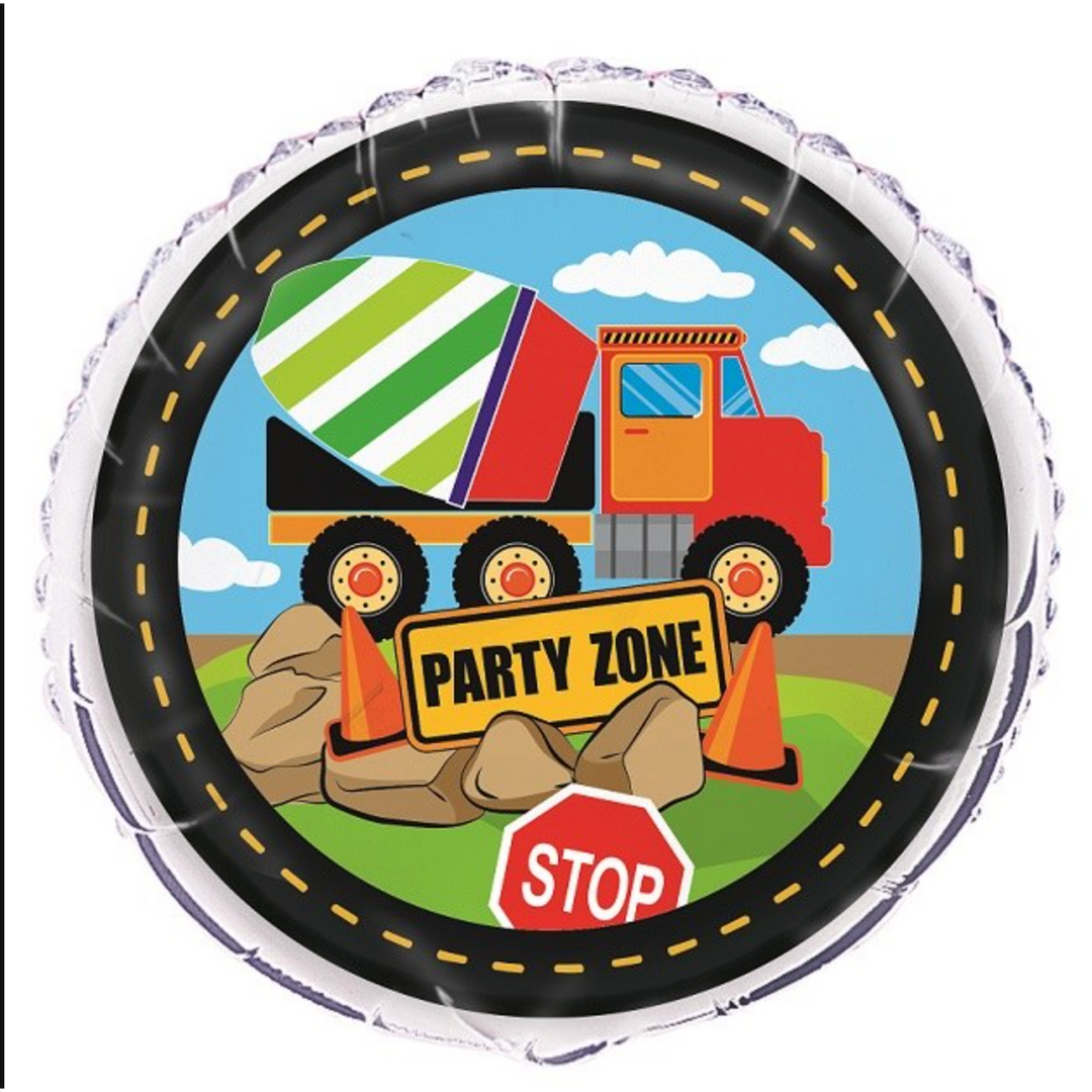 Construction Zone Foil Balloon 18 inches