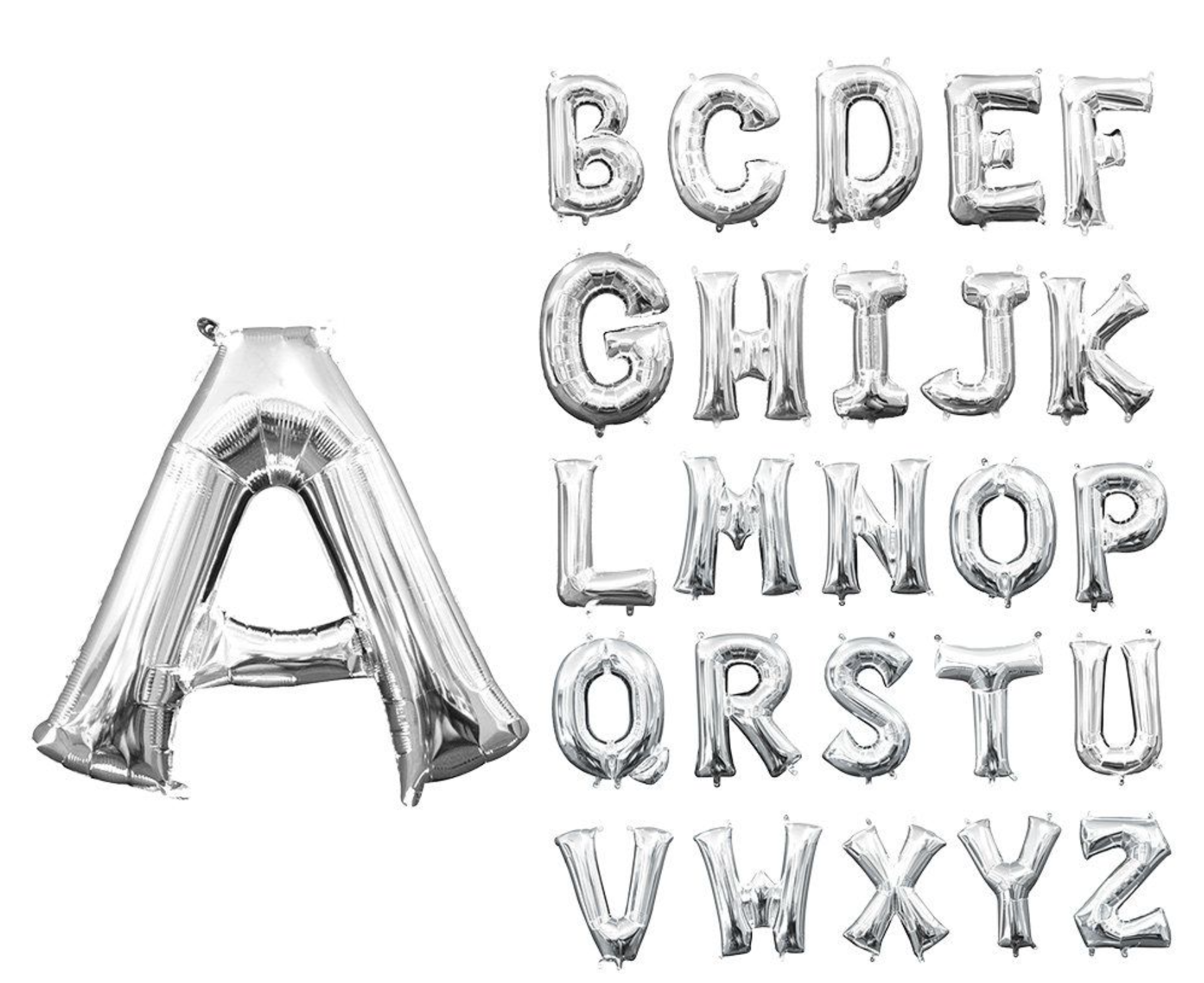 Unique AIR FILL ONLY Silver 14 inch letter & Symbol Balloons