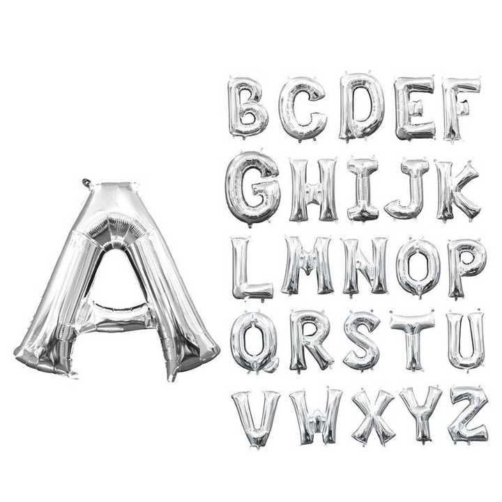 Mini Letter Silver 14 inch letter & Symbol Balloons (AIR FILL ONLY!)
