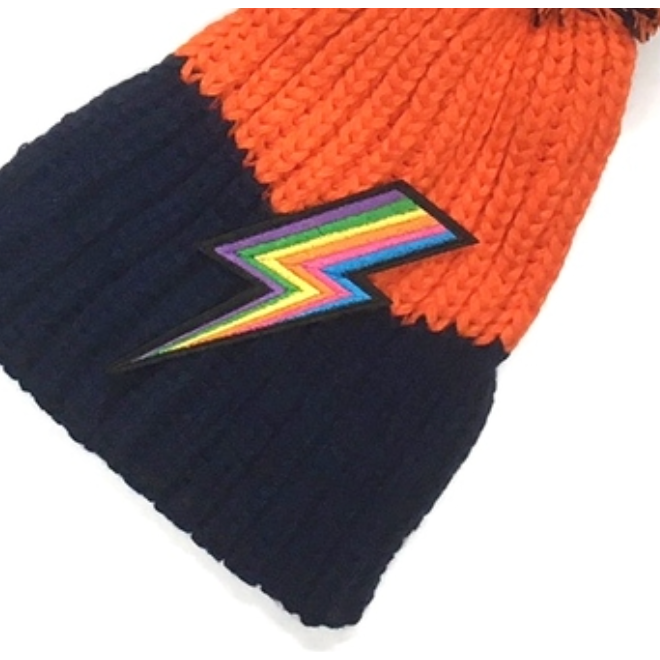 Pom Pom Hat with Lighting Bolt-Assorted colors