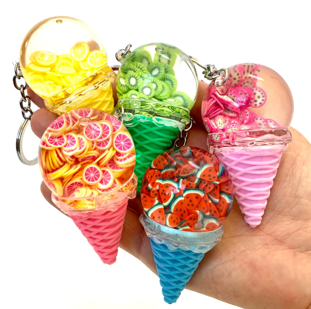 Floating Fruit Ice Cream Keyring - Random Pick - One Per Order