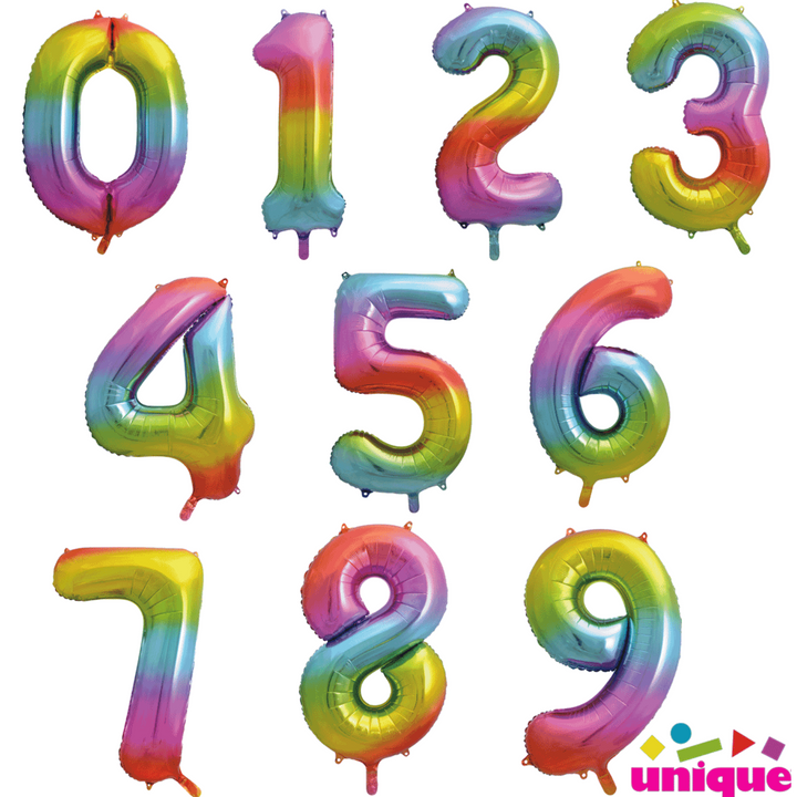 Number Balloons  34"- Rainbow