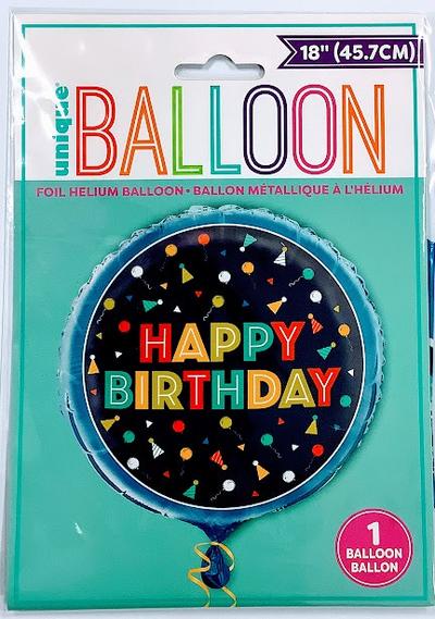 Unique Blue Peppy Birthday Round Foil Balloon 18" Mylar