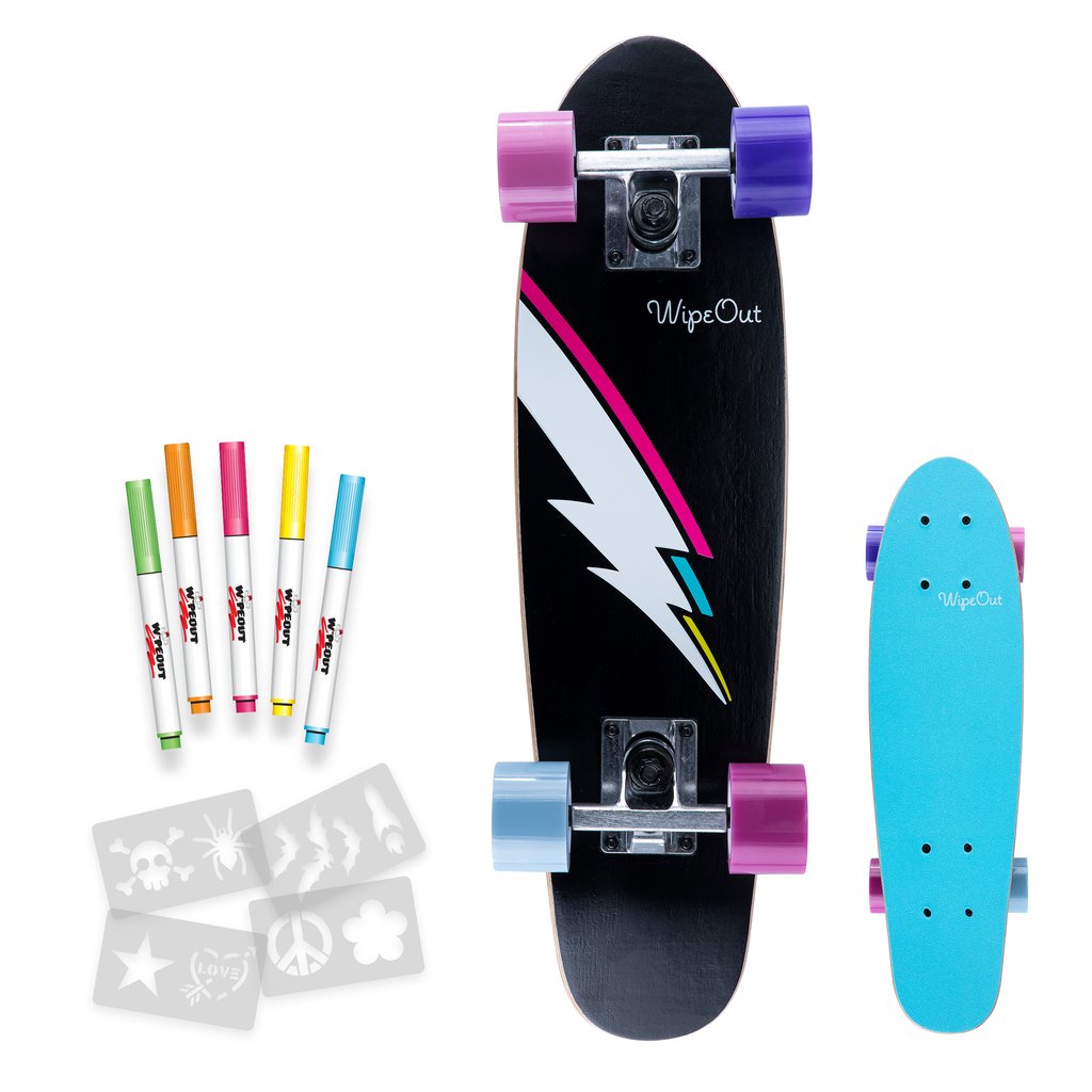 Wipeout Dry Erase Skateboard- Lightning Bolt