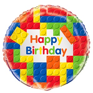 Building Blocks Happy Birthday Foil Balloon 18" Round