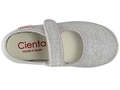 CIENTA GLITTER MARY JANE silver top view